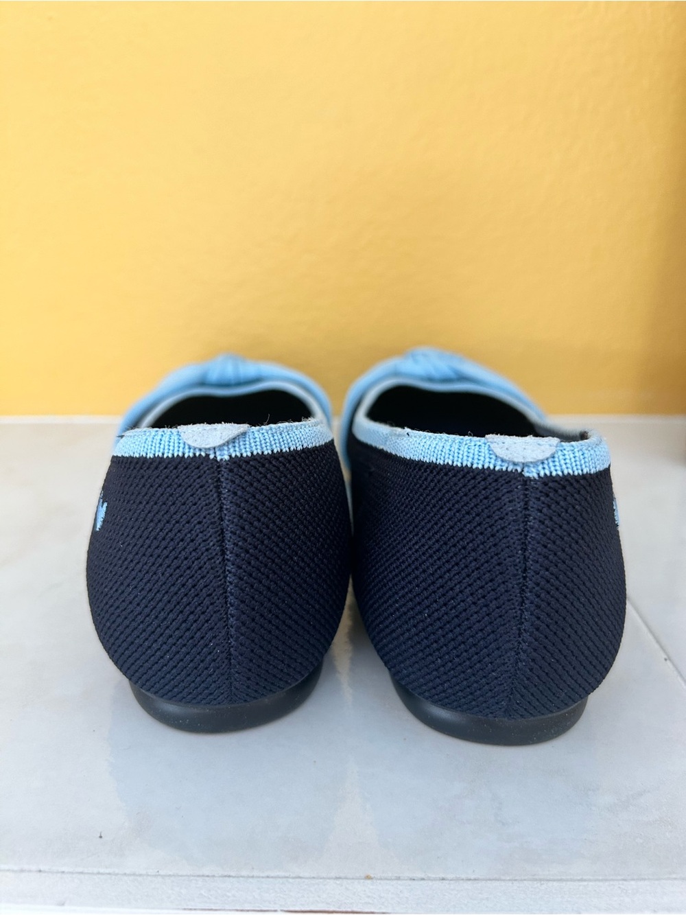 VIVAIA Aria 5° Pointed Toe Knit Ballet Flats Navy Blue Bow Size EU 39 8- 8.5 - Picture 6 of 10